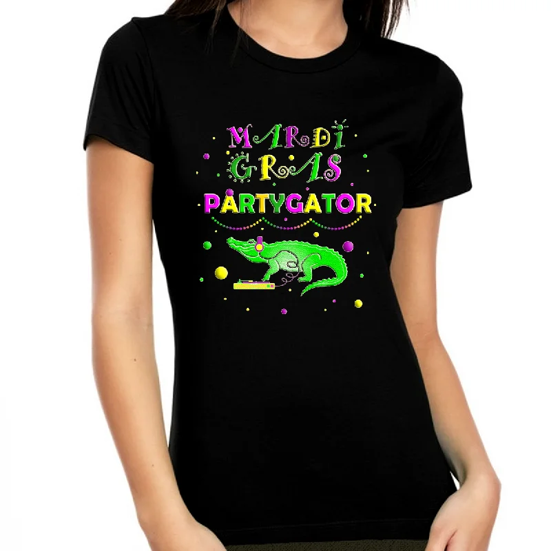 Mardi Gras Shirts for Women Funny Mardi Gras Partygator Mardi Gras Shirt Mardi Gras Outfit for Women